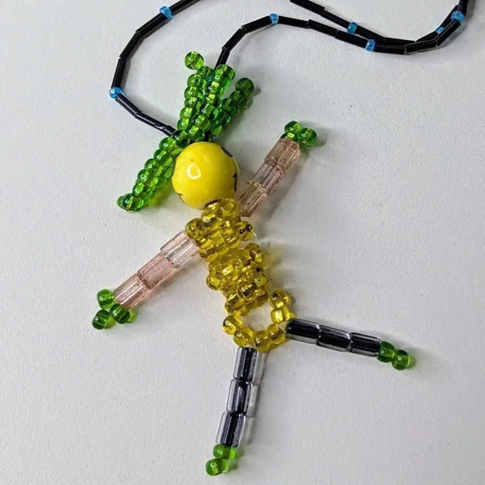 Handcrafted Beaded Figure Fixed Length Necklace On Beaded Chain